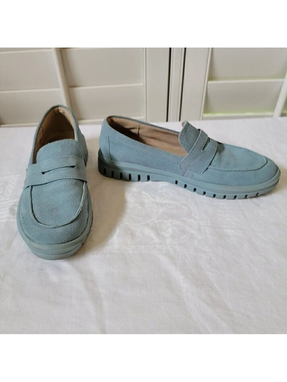 Blondo Waterproof Blue Suede Loafers - Size 7M - Picture 3 of 8